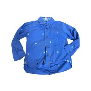 Hartstrings Shirt Boys 3T‎ Blue Argyle Embroidered Button Up Long Sleeve